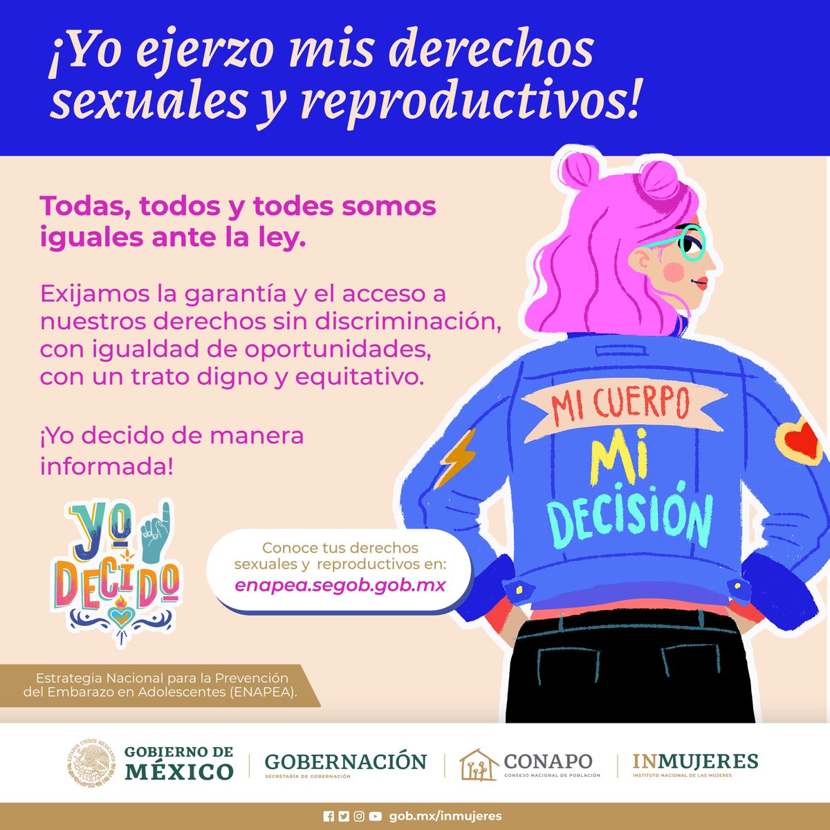¡Yo ejerzo mis derechos sexuales y reproductivos! ✊🏼 Todas, todos y todes somos iguales ante la ley. 

Exijamos el acceso a nuestros derechos sin discriminación. Mi cuerpo, mi decisión. 💪🏼