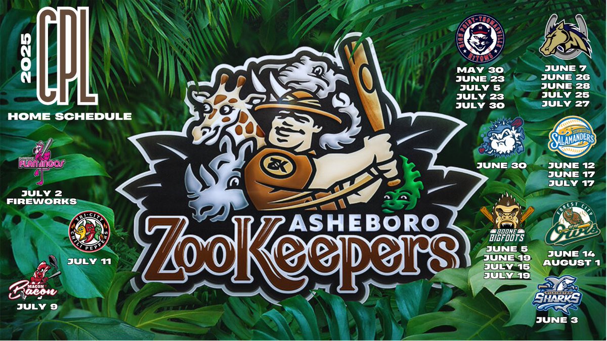 🚨The ZooKeepers' 2025 CPL Schedule is Officially Here!!!!🚨

Mark your calendars and get ready for another action packed, fun-filled summer of baseball that you won't want to miss! 

For more info and to see the Full Schedule, head to the link below:
zookeepersbaseball.com/news/2025-zook…