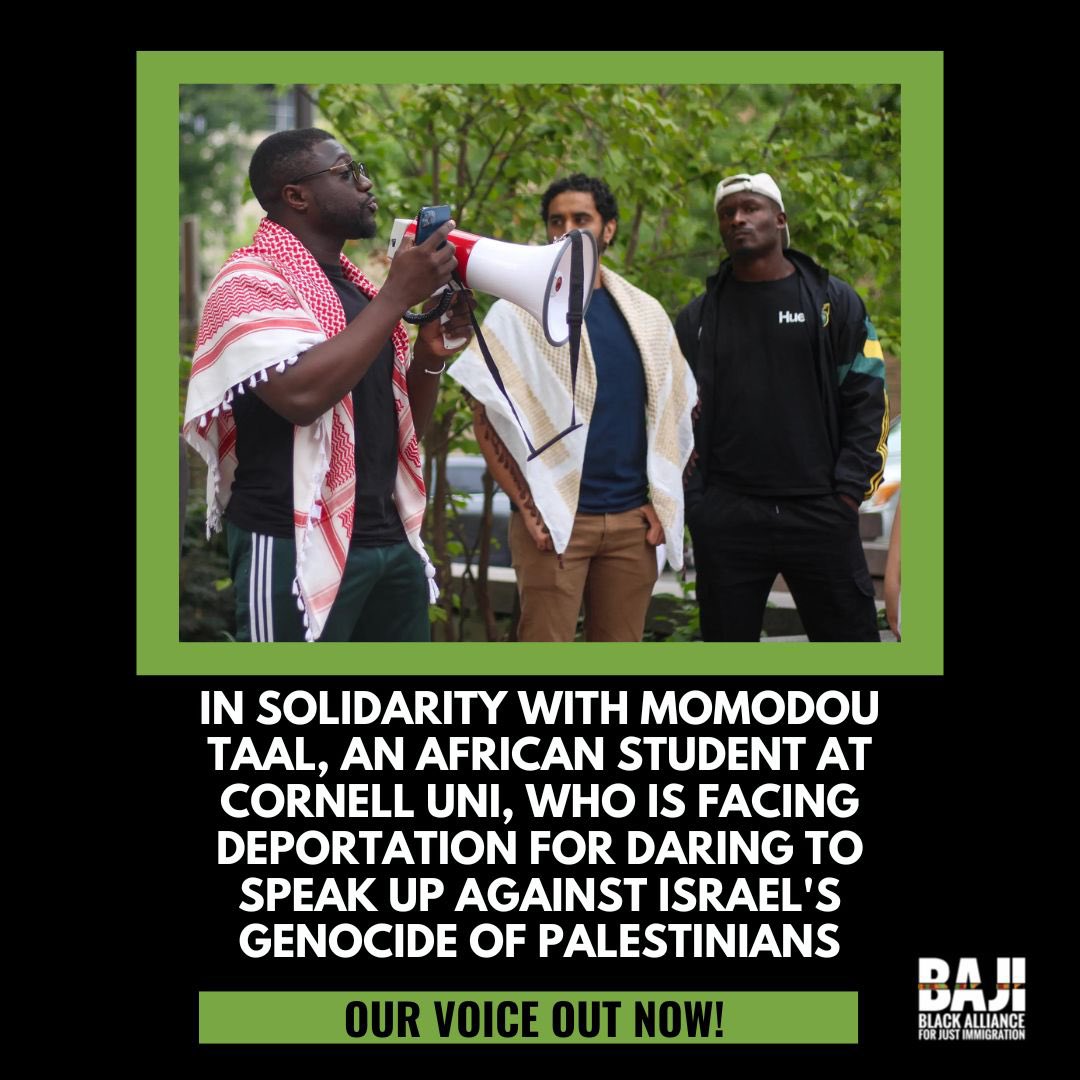 Urgent Action Needed!

We demand Cornell University immediately overturn Momodou Taal’s temporary suspension and ensure due process is followed. Momodou, a Cornell graduate worker, was suspended for allegedly participating in a pro-Palestine, anti-genocide protest.