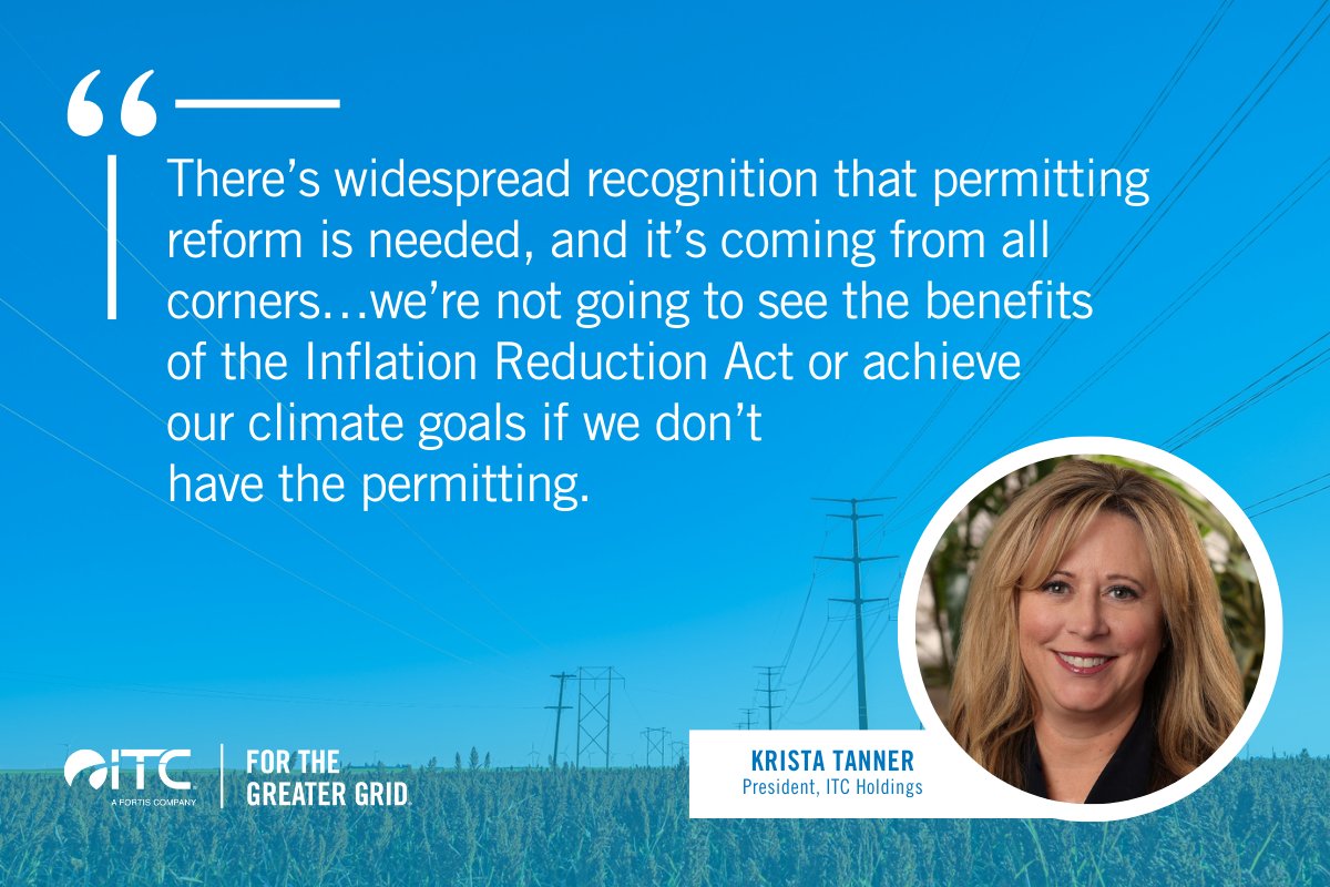 ITC Holdings Corp. (@itcgrid) on Twitter photo Permitting reform is crucial to meet growing energy demand, build a resilient grid and support the adoption of renewables.
➡️More on permitting reform from ITC President, Krista Tanner, in an article by <a href="/rtoinsider/">RTO Insider™</a>: ow.ly/cRYw50Tvyoj Permitting reform is crucial to meet growing energy demand, build a resilient grid and support the adoption of renewables.
➡️More on permitting reform from ITC President, Krista Tanner, in an article by <a href="/rtoinsider/">RTO Insider™</a>: ow.ly/cRYw50Tvyoj