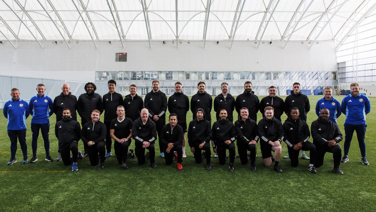DougieAnderso12's tweet photo. Well done to our 2024 UEFA B Licence course 2 cohort on completion of Phase 2 coaching practice.
Tremendous effort and energy from the guys over last 6 days. 
Thanks to all our staff for their contributions to a great course. #ScottishFACoachED https://t.co/INTEHT4ev4
