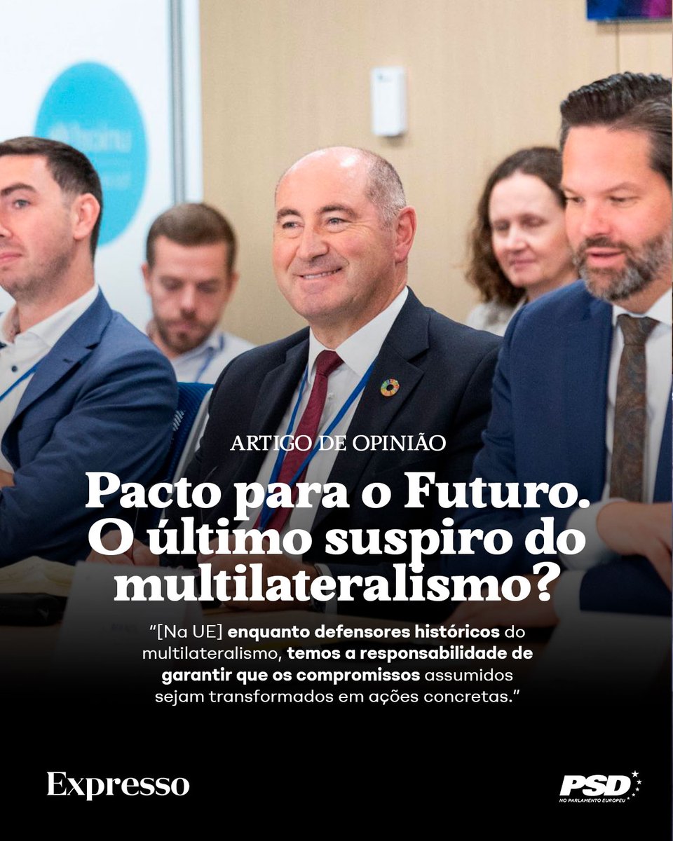 .<a href="/HlderSousaSilv1/">Helder Sousa Silva</a> , num artigo de opinião no <a href="/expresso/">Expresso</a>, defende que “O Pacto para o Futuro representa mesmo a última oportunidade para reafirmar o multilateralismo que conhecemos, centrado nas Nações Unidas.”

➡️ shorturl.at/RKeVe