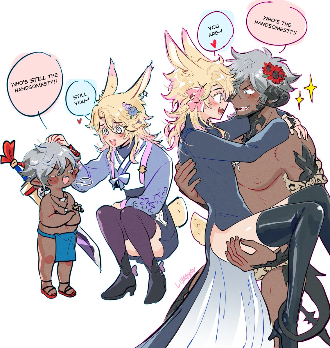 My wol and his doting bnuuy malewife 👨‍❤️‍💋‍👨💕 

#ffxiv #ff14