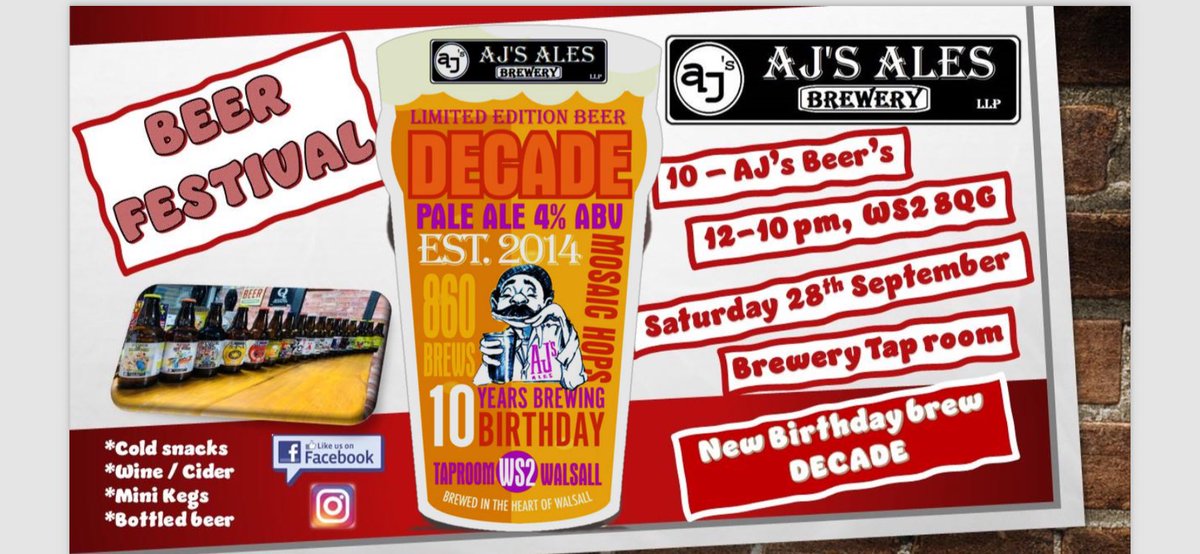 TAP ROOMS open Saturday 12-10 we have been brewing 10 years this month 10 AJS ALES ON TAP plus our new 4% pale ale DECADE  🍻👌#caskaleweek