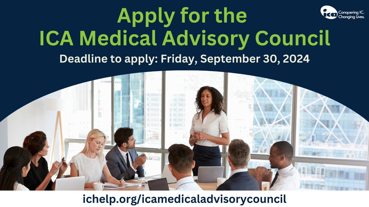 📝 Apply for the ICA Medical Advisory Council!

The MAC plays a leadership role by providing medical and scientific expertise to advance the ICA mission. To learn more and/or apply, visit ichelp.org/icamedicaladvi…

The deadline to apply is Friday, September 20, 2024.
