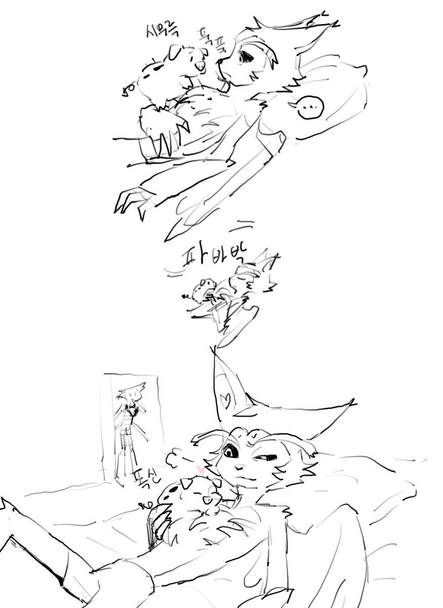 BbPpuing's tweet photo. A씨 : 저 악마가 내 베이비를 가슴으로 꼬셨다니까!!

#HazbinHotel https://t.co/e9lj9fEbM9