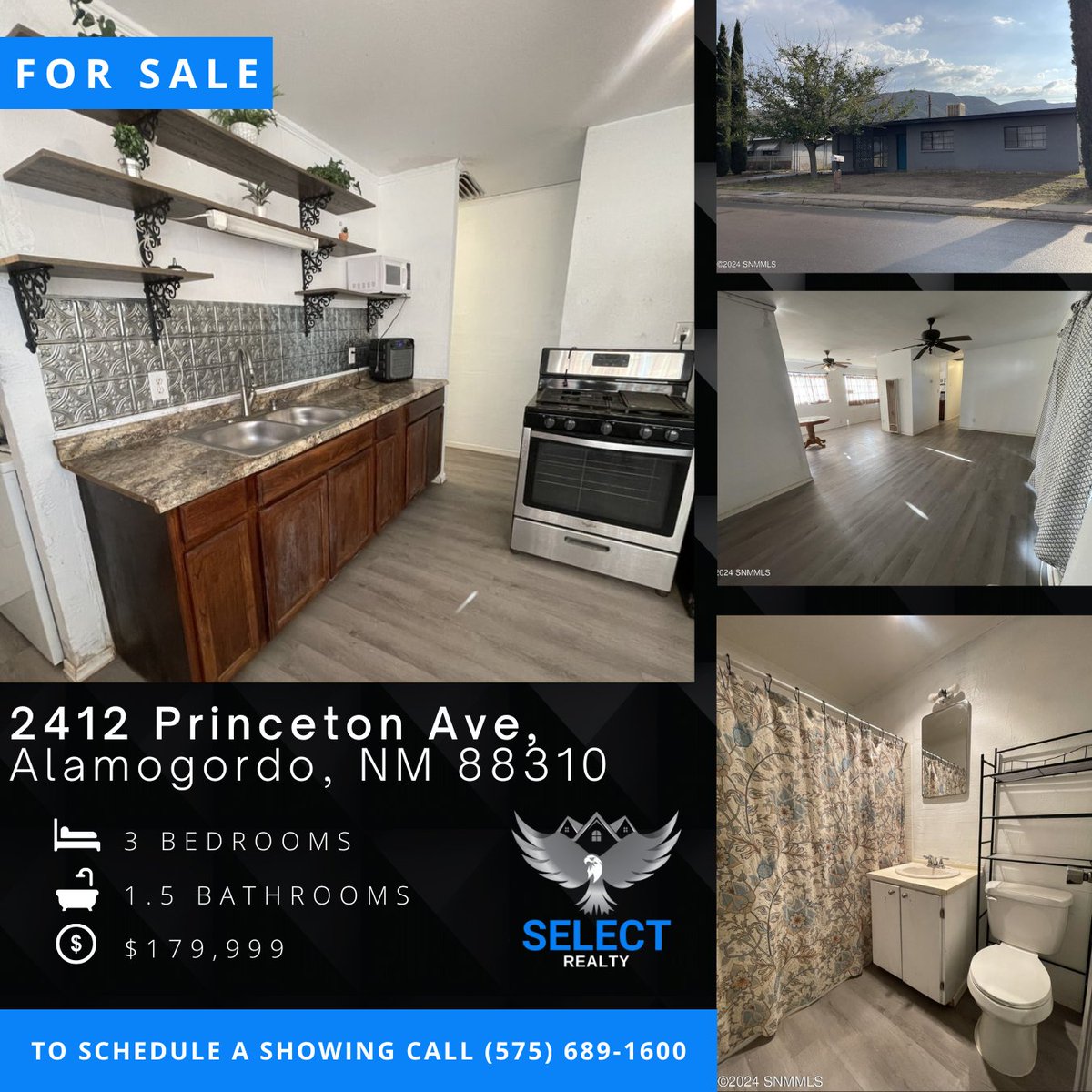 SelectRealtyLC's tweet image. 🏡 Charming &amp;amp; Move-In Ready! 🏡
Gorgeous laminate floors, an attached carport with storage, and a HUGE backyard with a workshop—perfect for your hobbies! 🎨🛠️

Just a quick walk to the park and minutes from shopping, medical spots, and NMSU Alamogordo. Talk about location! 🌳🛍️