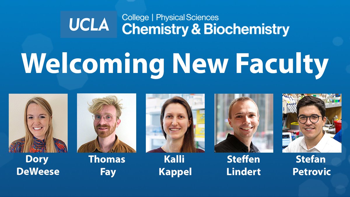 UCLA Chem & Biochem (@uclachem) on Twitter photo We’re excited to announce that five talented researchers and educators will be joining our department in the coming months! Learn more: bit.ly/welcomenewfacu… @TomPFay <a href="/KalliKappel/">Kalli Kappel</a> <a href="/LindertLab/">Lindert Lab</a> <a href="/petroviclab/">PetrovicLab @ UCLA</a> <a href="/uclaphyssci/">Physical Sciences UCLA</a> We’re excited to announce that five talented researchers and educators will be joining our department in the coming months! Learn more: bit.ly/welcomenewfacu… @TomPFay <a href="/KalliKappel/">Kalli Kappel</a> <a href="/LindertLab/">Lindert Lab</a> <a href="/petroviclab/">PetrovicLab @ UCLA</a> <a href="/uclaphyssci/">Physical Sciences UCLA</a>