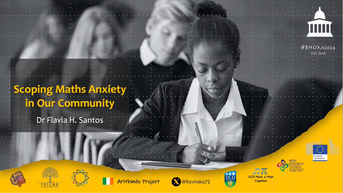 Dr Flavia Santos (@flavinska72) on Twitter photo I am deeply honoured to be a guest speaker at the London Mathematical Society,@londmathsoc, on October 1st for #BHoM2024!
I am eager to share insights from the #ArithmosProject funded by <a href="/IrishResearch/">We are now Research Ireland</a>, focusing on #MathsAnxiety in #Minority groups! ☘️
<a href="/UCL_IOE_PHD/">UCL IOE Psychology and Human Development</a> <a href="/UCL_IOE_PHD/">UCL IOE Psychology and Human Development</a> I am deeply honoured to be a guest speaker at the London Mathematical Society,@londmathsoc, on October 1st for #BHoM2024!
I am eager to share insights from the #ArithmosProject funded by <a href="/IrishResearch/">We are now Research Ireland</a>, focusing on #MathsAnxiety in #Minority groups! ☘️
<a href="/UCL_IOE_PHD/">UCL IOE Psychology and Human Development</a> <a href="/UCL_IOE_PHD/">UCL IOE Psychology and Human Development</a>
