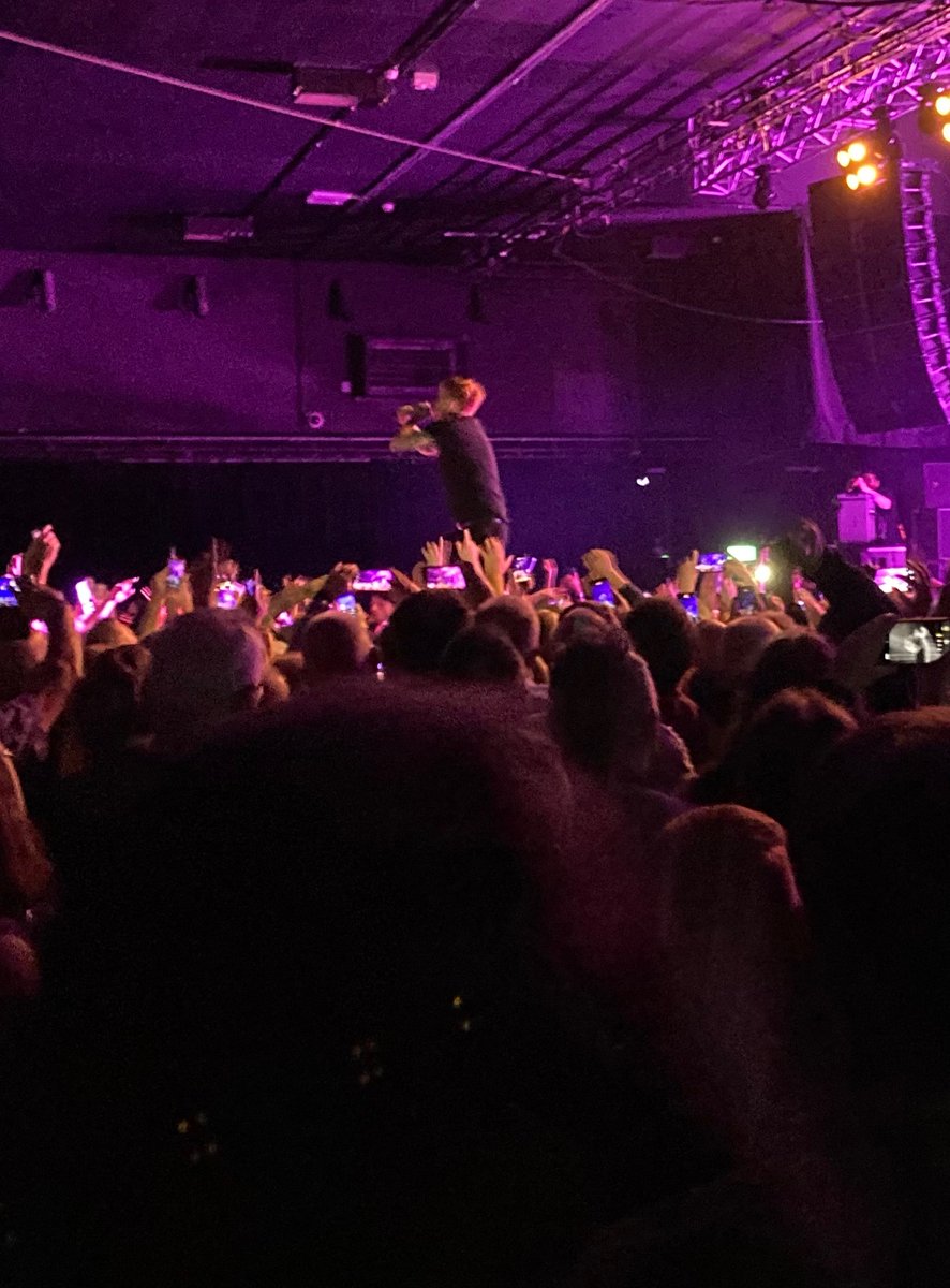 GwynGriffiths77's tweet photo. Frank Carter impressed as a frontman at @MancAcademy but you don’t want be doing this sort of crowdsurfing in your 60s #SexPistols Good gig despite some doubts to follow up another night of punk at Artisan Tap #Stoke where veteran rocker #TVSmith kept his moves firmly on stage https://t.co/ybK8QJRtuo