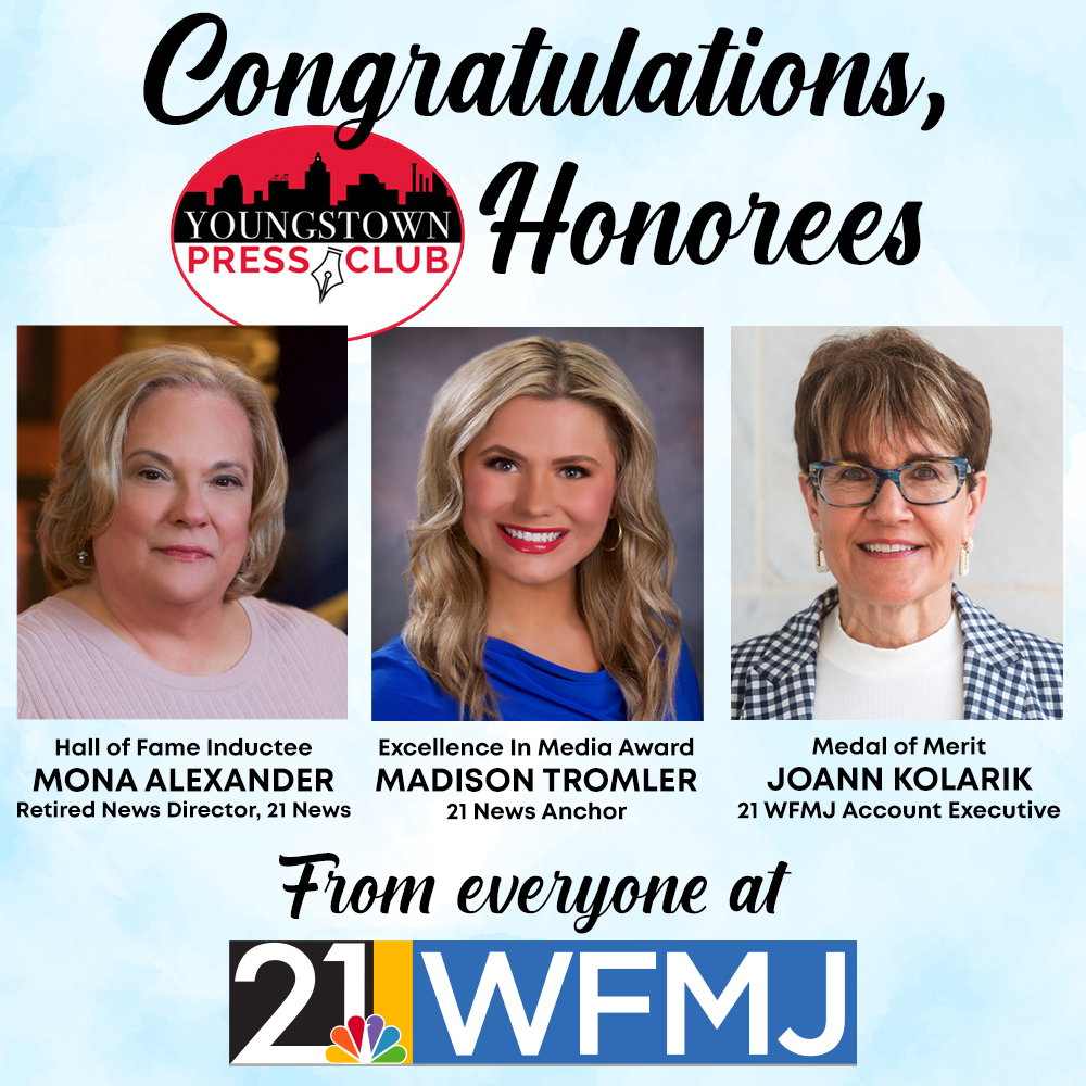 Congratulations to the 21 WFMJ honorees at tonight’s Youngstown Press Club Hall of Fame &amp; Awards Dinner!