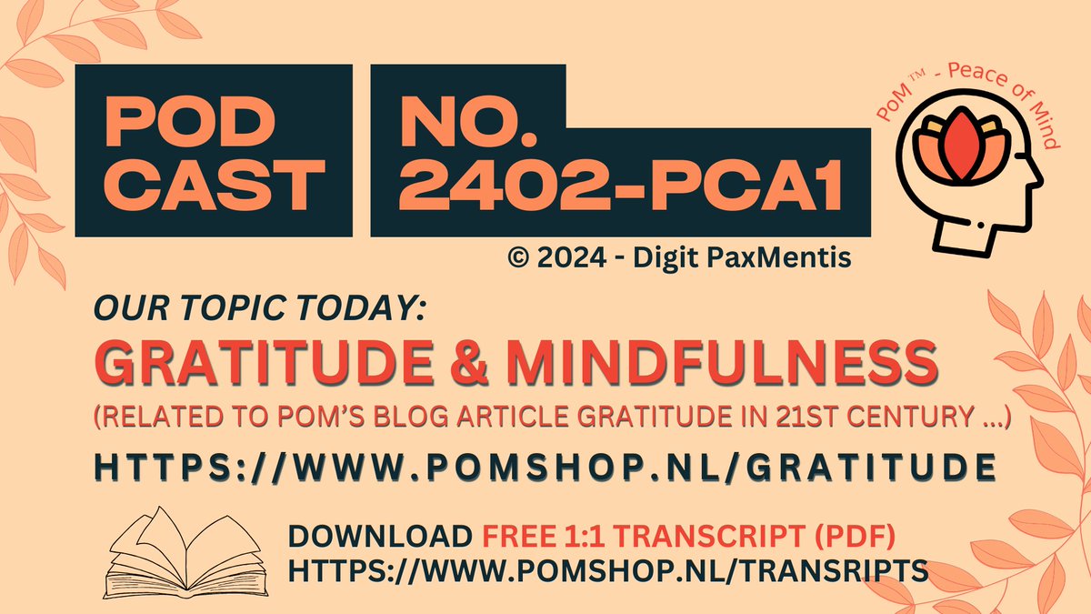 Gratitude &amp; Mindfulness (Podcast) -Join PoM's insightful conversation on gratitude. Learn practical tips 2 cultivate a grateful heart. Listen: youtu.be/BpgebjPrpiw (Closed captions &amp;free transcript incl.) #Gratitude #Mindfulness #Podcast #Wellbeing #mentalhealth  #PeaceOfMind