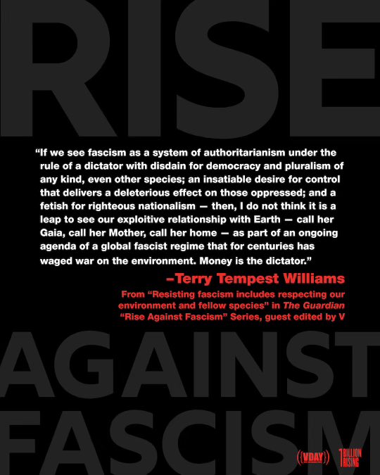 Writer Terry Tempest Williams’ “Resisting fascism includes respecting our environment &amp; fellow species”, a must read during #ClimateWeekNYC: bit.ly/3TCapDN
•For the Rise Against Fascism series: rise.link/riseagainstfas…
•SIGN UP for OBR &amp; more: onebillionrising.org/signup