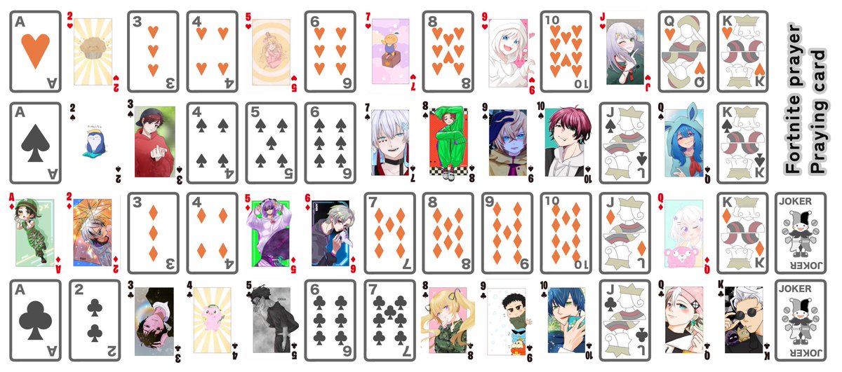 m1rACle_5's tweet photo. いつか完成するかもしれないトランプ🃏
皆さんの推しは出ましたか?
現在の進捗!
#鯖くる企画
#くる鯖企画
#FPPC https://t.co/HkVCxr5mPG