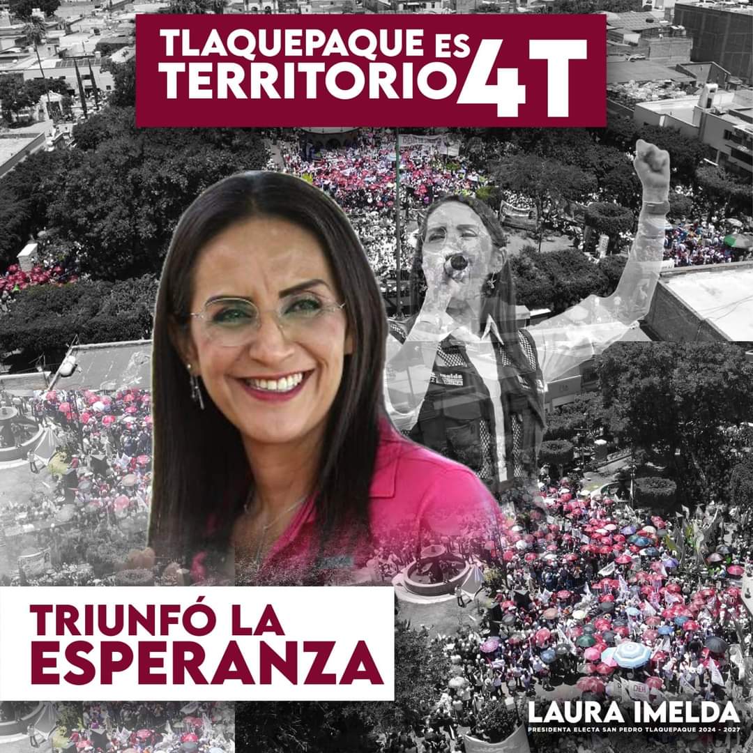 LauraImelPerezS's tweet photo. El triunfo de la 4T en Tlaquepaque es ya inapelable.

Cayeron todas las mentiras; hoy, la Sala Superior del TEPJF confirmó la voluntad del pueblo plasmada en las urnas. 

#TlaquepaqueYaEs4T https://t.co/MXdYsDSPWm