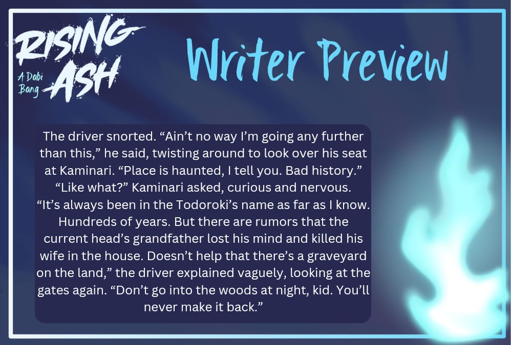 Preview for <a href="/risingashdabi/">Rising Ash Dabi Bang</a>
Are y'all ready for some spooky haunted mansion with a twist? 👀
<a href="/KhaosKuris/">Kuris Khaos 🐟🐉🪷</a> is beta reading for us with some lovely art from the ever sweet <a href="/twist_eris/">TwistEris (@twist-eris.bsky.social 🦋)</a> 
#DabiKami #BaconBolt <a href="/DabiKami/">BaconBolt @ DabiKami Week !</a>