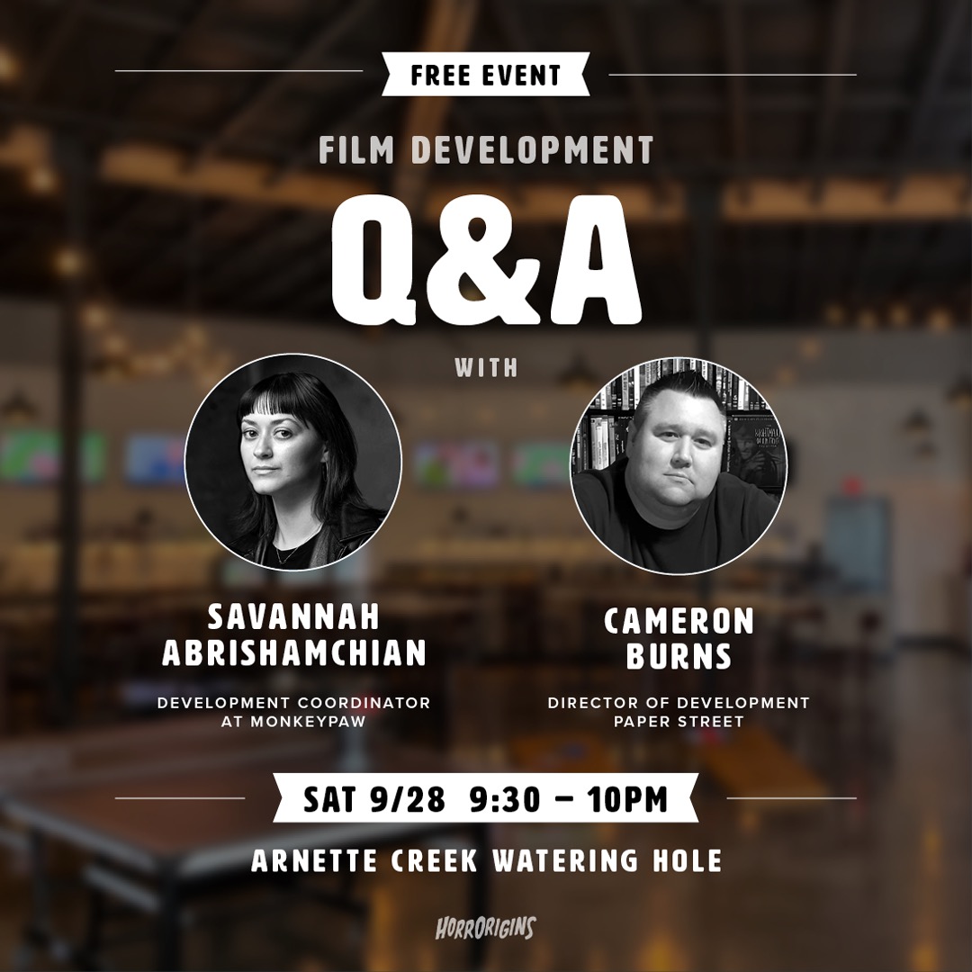 HorrOrigins's tweet image. 2024 fest screening / Q&amp;amp;A of THE BUNKER - dir. Brian Hanson &amp;amp; THE PASSENGER - dir. Carter Smith.

Development panel w/ @Monkeypaw's Savannah Abrishamchian &amp;amp; Paper Street Pics Cameron Burns.

@FilmTucson @moviemakermag @VMEConnect @ScriptHop @killershorts @Coverfly @FilmFreeway