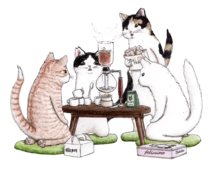 『コポコポ』フェリシモ猫部さんチャリティー企画用デザイン猫  #cat  #イラスト  #過去絵 