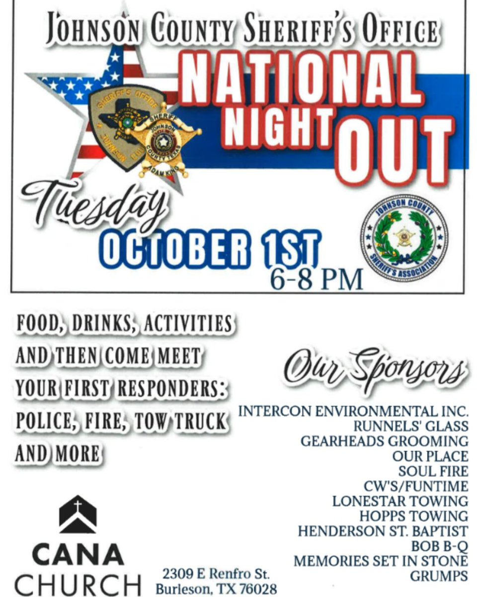Come see Police Cars, Fire Trucks, K-9 Units, and more! Enjoy face painting, food trucks, and loads of fun while getting to know your local first responders.