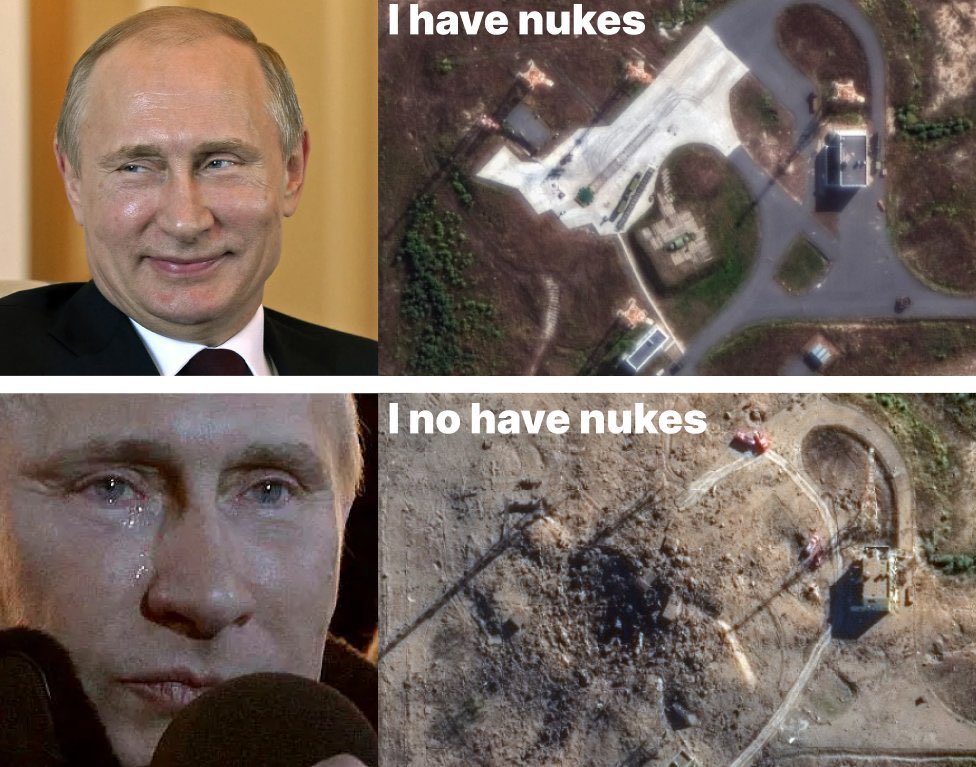 BeaverProgram's tweet photo. @MyLordBebo What’s Putin gonna do? Blow up his missiles in the silo? Oh no! We’re so scared. Russia is a paper tiger #Russia #Putin #Ukraine #PutinsPuppet #PutinWarCriminal #PutinIsPoop https://t.co/mi9yv80eck