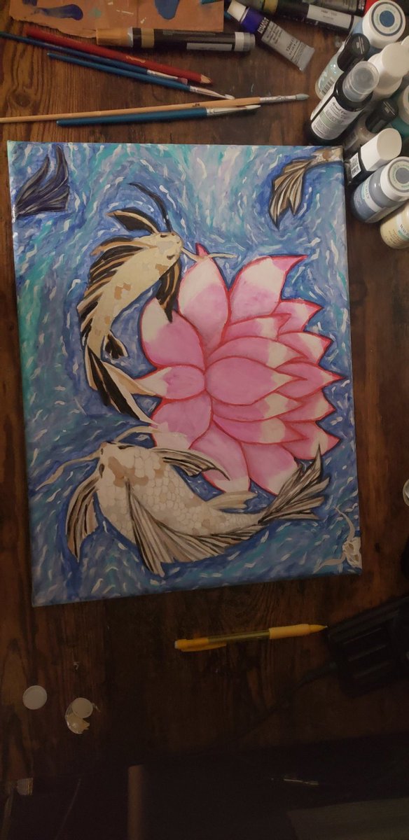 Sabotagedskepti's tweet photo. Did more work to it and more to come. 

#commission #koifish #lotusflower https://t.co/0UZzeDKUQp