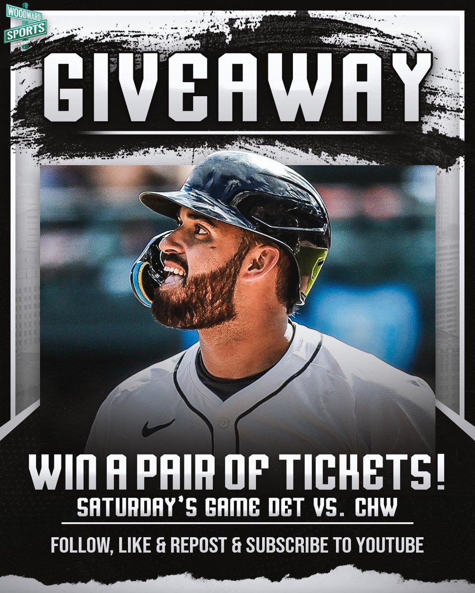 woodwardsports's tweet photo. Woodward Sports Network is giving a pair of tickets to Saturday’s Tigers vs White Sox game!

To enter to win these tickets the steps are simple

- FOLLOW @woodwardsports
- LIKE & REPOST This Post
 -SUBSCRIBE to the Woodward Sports YouTube page: https://t.co/kPlXR9iiBp… si=3ZRMWi_KcNkoHf5P
⁃COMMENT when done!

Winner will be announced on Wake Up Woodward from 8AM-10AM tomorrow!