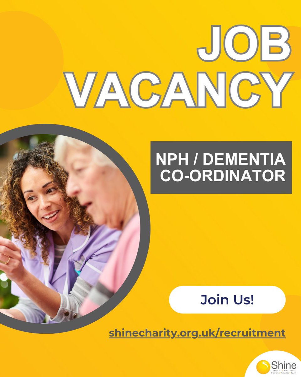 We have a job vacancy for a #Dementia Specialist to Join Shine as the #NormalPressureHydrocephalus (NPH) / Dementia Coordinator. Find out more:tinyurl.com/y7f5mjdv. Applications close 16/10/24