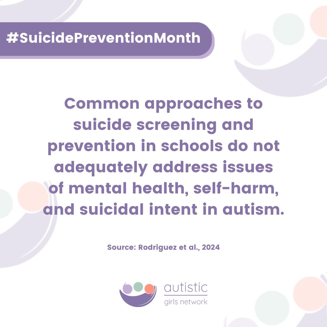 Autistic individuals often face mental health challenges that standard prevention methods overlook. We need autism-informed strategies that understand &amp; support neurodivergent needs. Approaches must be adapted to ensure no one slips through the cracks. #SuicidePreventionMonth