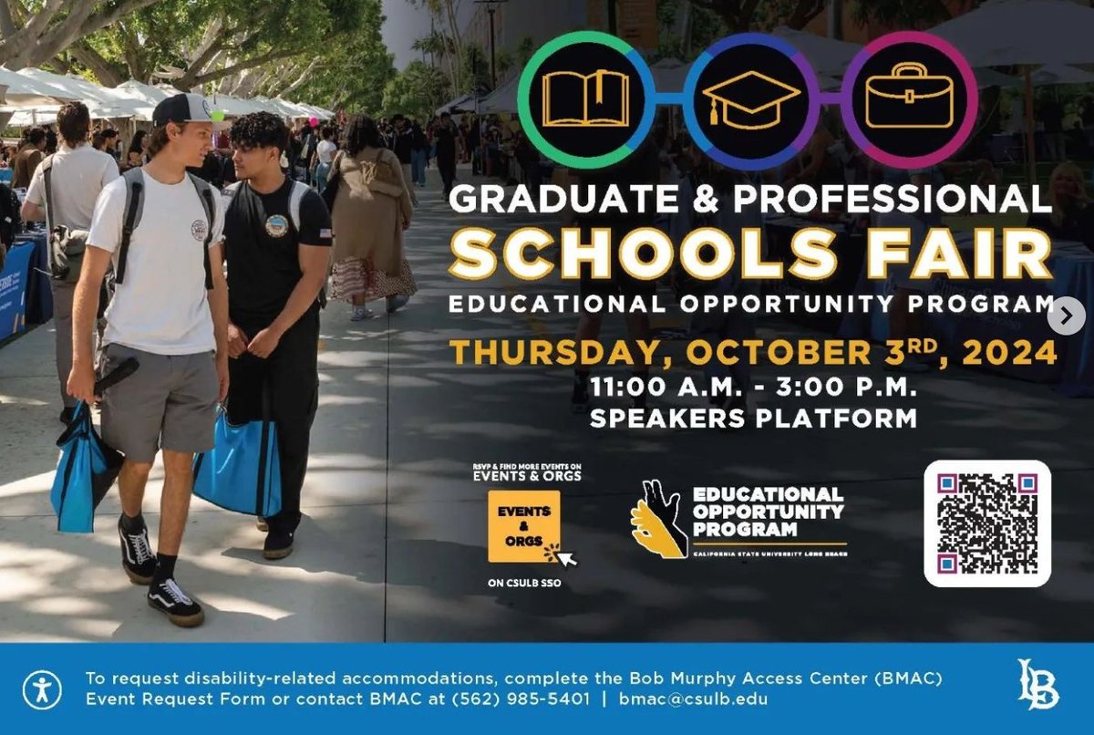 CSULB_BioChem's tweet image. Get Ready...Get Set...Get Grad Connected

Set yourself apart with a Master&apos;s degree!!!
Learn more about graduate opportunities by attending the Graduate and Professionals Schools Fair. We also encourage you to learn more by attending information workshops. Don&apos;t miss out!!!