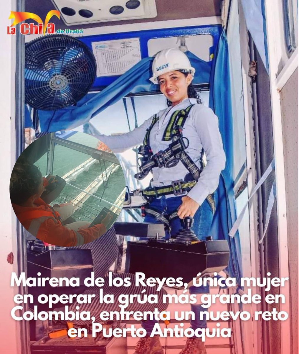 “A las mujeres no nos queda nada grande”, afirmó, Mairena de los Reyes, de 32 años, quien se ha convertido en la única mujer en operar la grúa Linden Comansa 660, la más grande que ha llegado a Colombia, en el marco del mega proyecto del Puente Pumarejo, inaugurado en 2019.