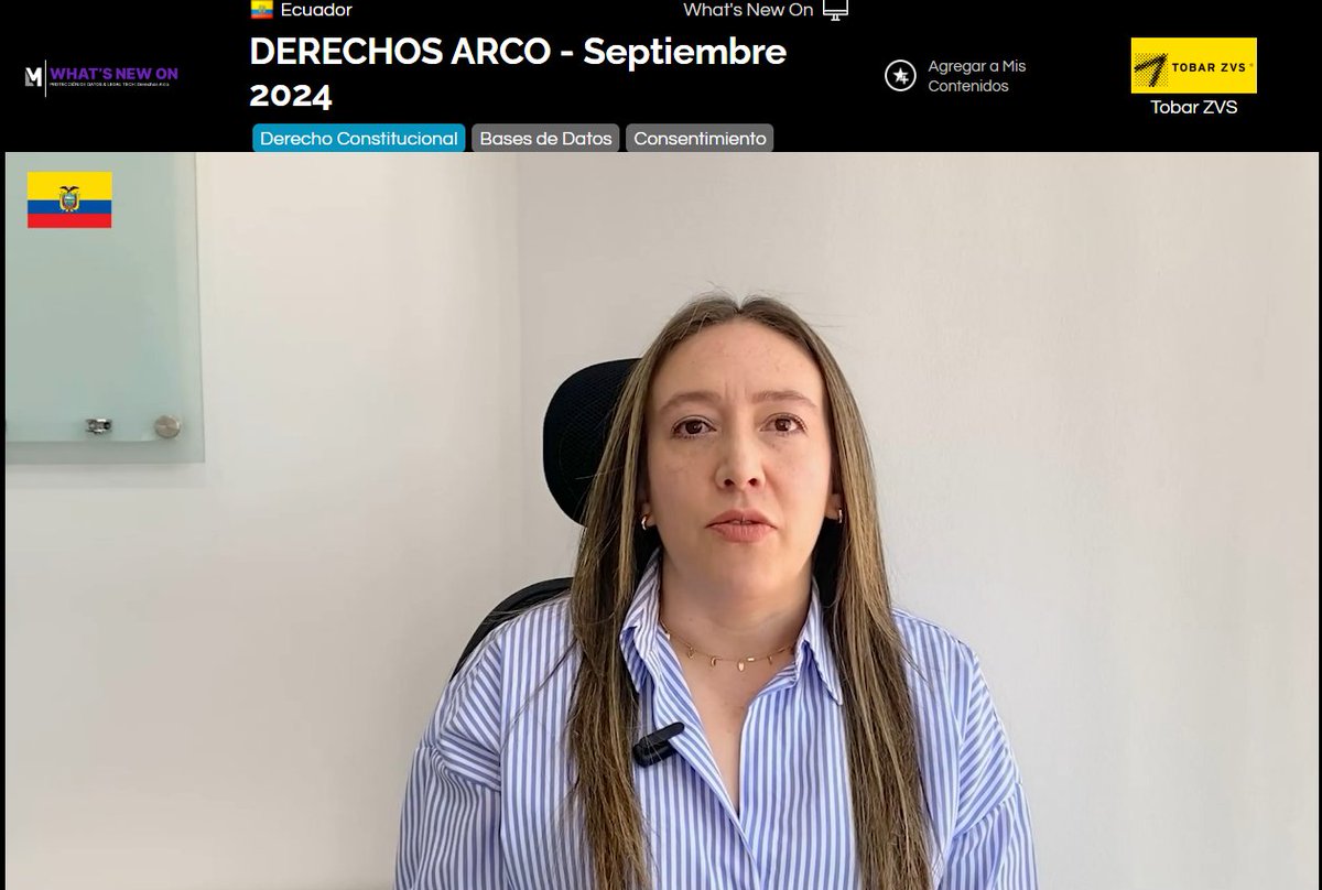 Hipatia Donoso, Directora del área de practica de Protección de Datos y LegalTech, nos cuenta a través de la plataforma Masterlaw  sobre los derechos ARCO - Acceso, Rectificación, Cancelación y Oposición- en materia de protección de datos personales.
Masterlaw  es la primera