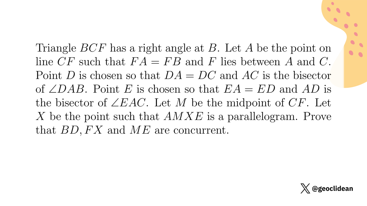 geoclidean's tweet photo. IMO 2016 Problem 1
#IMO2016 #Geometry #IMO #Triangle #Parallelogram https://t.co/nAYKMZP1C0
