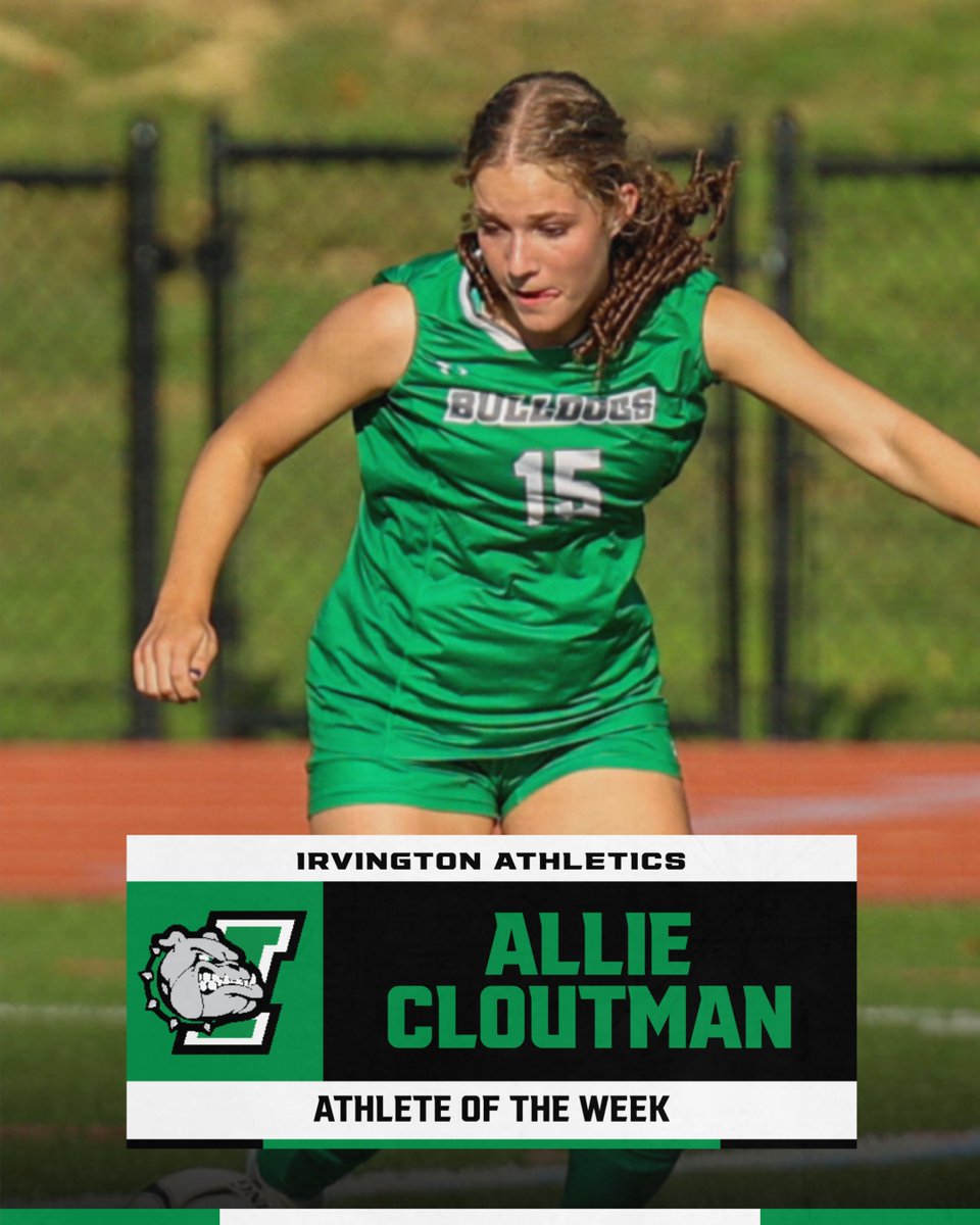 Congrats to Ally Cloutman, our Athlete of the Week! 🎉 In our 2-0 win vs. Hastings, Ally sealed the game with a 25-yard rocket goal! As captain, she leads by example with her work ethic and positive attitude, always lifting the team up when needed. #AthleteOfTheWeek #BulldogPride