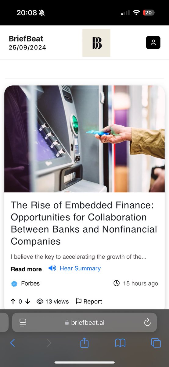 BriefBeat's tweet photo. The Rise of Embedded Finance: Opportunities for Collaboration Between Banks and Nonfinancial Companies via @briefbeat https://t.co/N01tfuR0q9 https://t.co/6jXMExTZNP