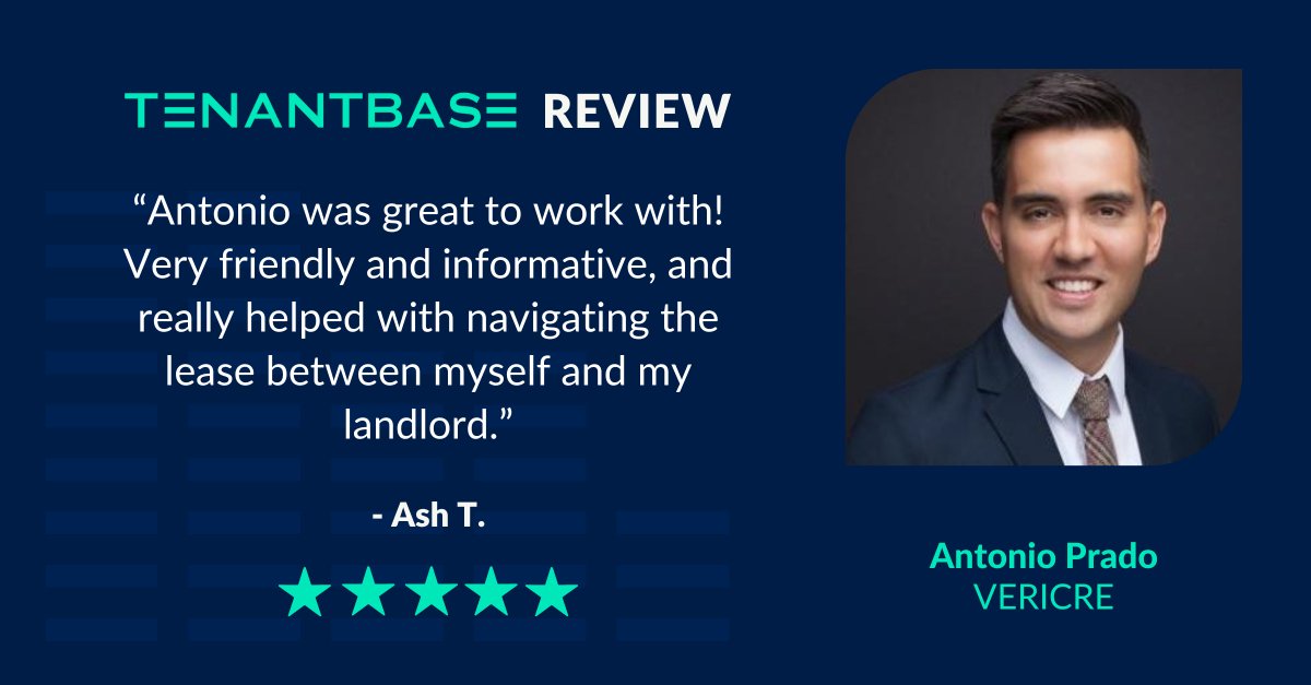 Cheers to Antonio Prado of VERICRE in California! Antonio's friendly approach and informative guidance were key in smoothly navigating lease negotiations. Fantastic work, Antonio!