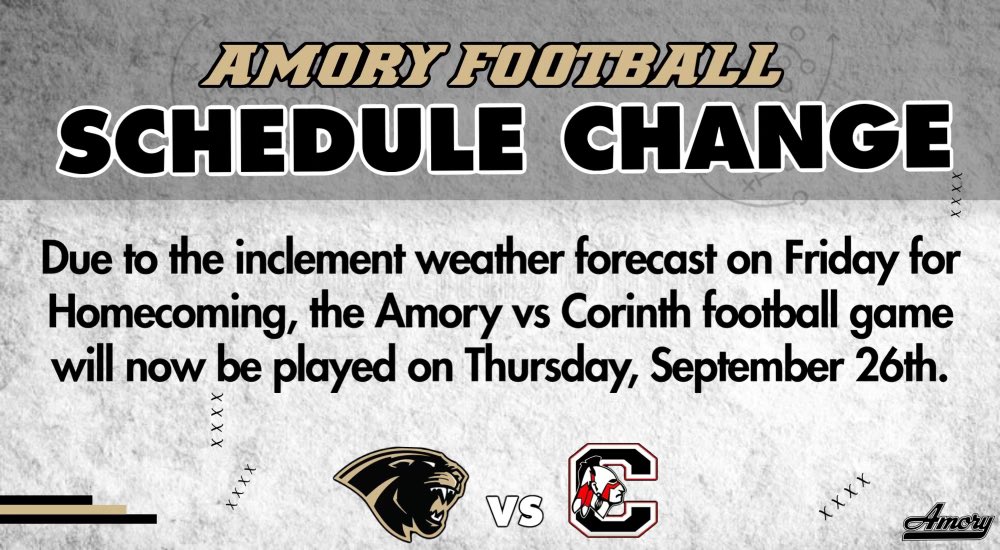 🚨Game Update: Panthers will Host Corinth tomorrow Thursday 26th 7:00pm🚨