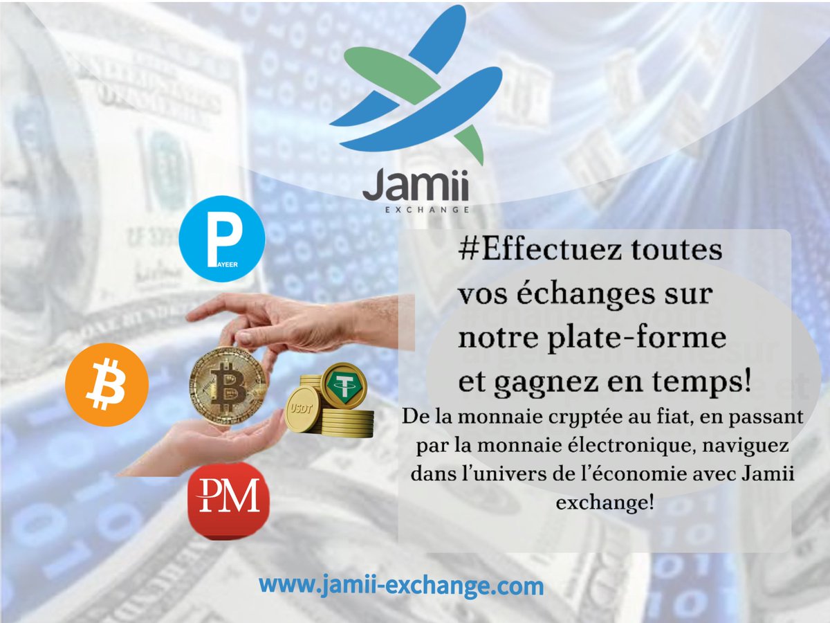 JamiiExchange's tweet photo. Et Vous savez quoi ?
 Facile, rapide et fiable sont les qualités de notre plate-forme. 
Alors n'attendez plus, gagnez en temps en utilisant Jamii exchange. 
Jamii exchange, le meilleur échangeur d'Afrique. 2/2 https://t.co/KnIKO3e0jr