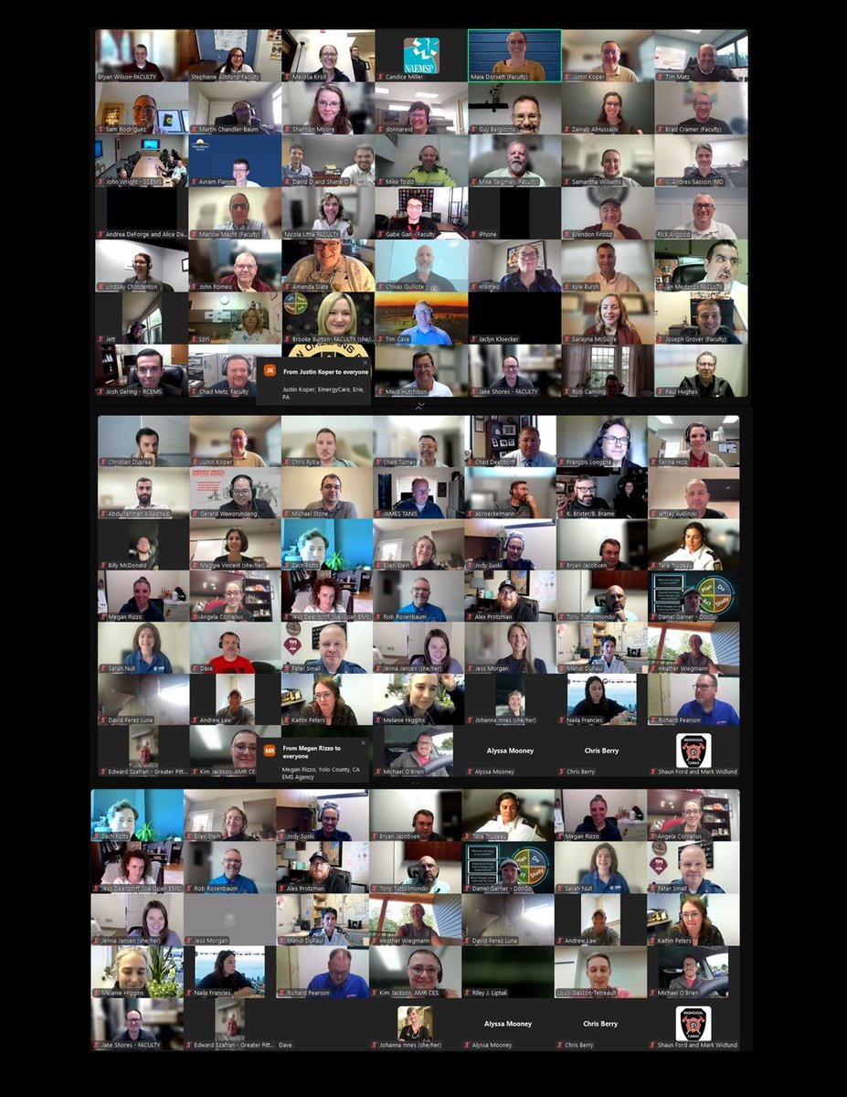 CLASS IS IN SESSION! 2024-2025 Cohort of the <a href="/NAEMSP/">NAEMSP</a> Quality and Safety Course kicked off today with 109 Participants and 26 Faculty led by the AMAZING <a href="/maiadorsett/">Maia Dorsett</a> and @NikkiBLittle!! Looking forward to changing lives with Mike Taigman @ashfordmom <a href="/JGroverEMSDoc/">Joseph Grover</a> <a href="/BrookeABurton/">Brooke Burton</a>