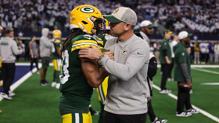 BookOfEli_NFL's tweet photo. Matt Lafleur was asked what Aaron Jones meant to the #Packers...

"He was everything... His legacy will live on forever." 🥲 https://t.co/hRK1vuBEIS
