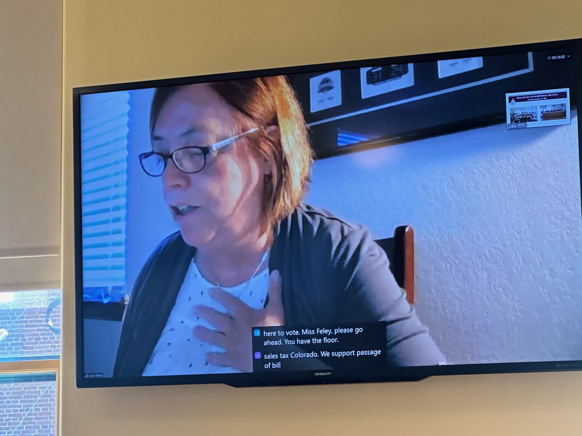 SimpleSalesTax's tweet image. Thanks to @feely_pam for testifying at the Sales &amp;amp; Use Tax Simplification Task Force hearing on why two proposed bills are necessary next steps to #SimplifyCOSalesTax! Both were approved to be introduced next #CoLeg session. @JeffBridges @SenatorKVW @Cathy_Kipp Rep Rick Taggart