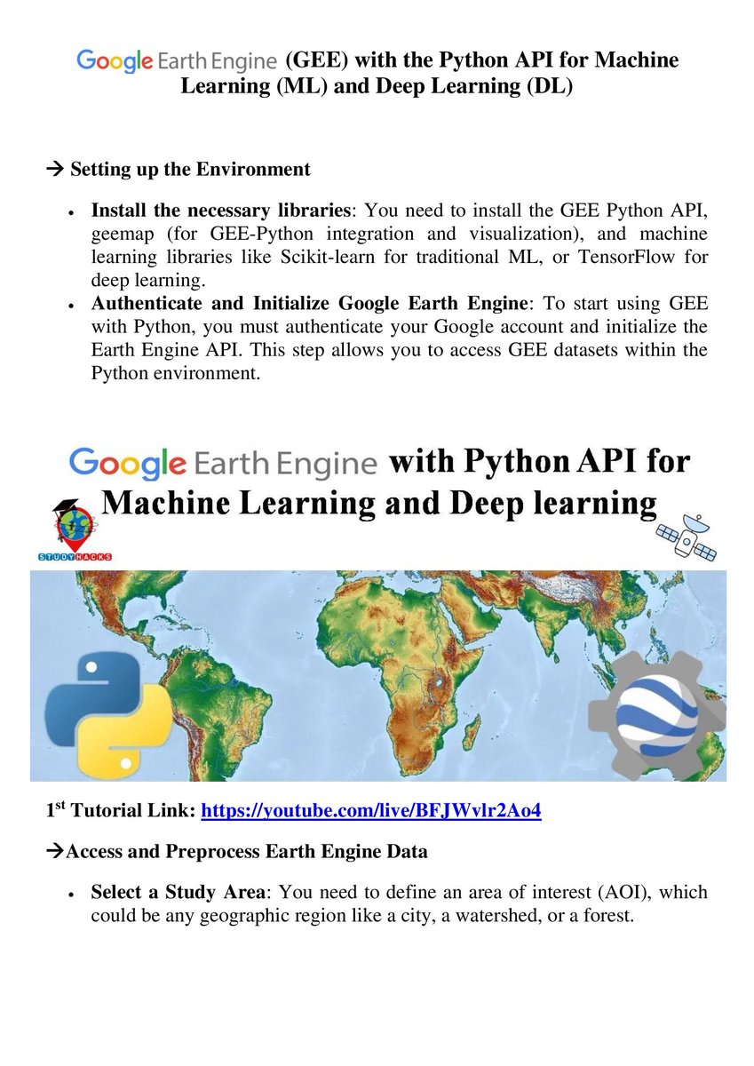 GISRSStudyHacks's tweet image. Google Earth Engine (GEE) with the Python API for Machine Learning (ML) and Deep Learning (DL)
Tutorial Link: youtube.com/live/BFJWvlr2A…
Course Info: studyhacksgeospatial.com/google-earth-e…

#GoogleEarthEngine #PythonAPI #MachineLearning #DeepLearning #GeospatialAnalysis #RemoteSensing