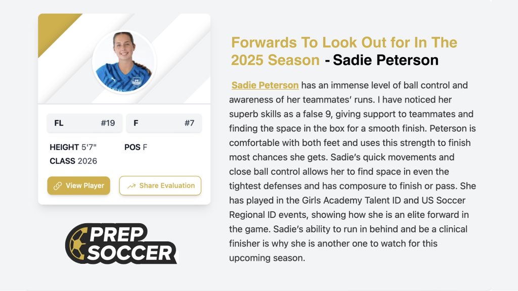 Sadie Peterson (@sadiepetes) on Twitter photo Thanks <a href="/PrepSoccer/">Prep Soccer ⚽️</a> for the write up. Looking forward to the 2024-2025 season!
<a href="/CSA_Soccer/">Charlotte Soccer Academy</a> <a href="/ImYouthSoccer/">ECNL/GA/Recruiting/College Soccer</a> Thanks <a href="/PrepSoccer/">Prep Soccer ⚽️</a> for the write up. Looking forward to the 2024-2025 season!
<a href="/CSA_Soccer/">Charlotte Soccer Academy</a> <a href="/ImYouthSoccer/">ECNL/GA/Recruiting/College Soccer</a>
