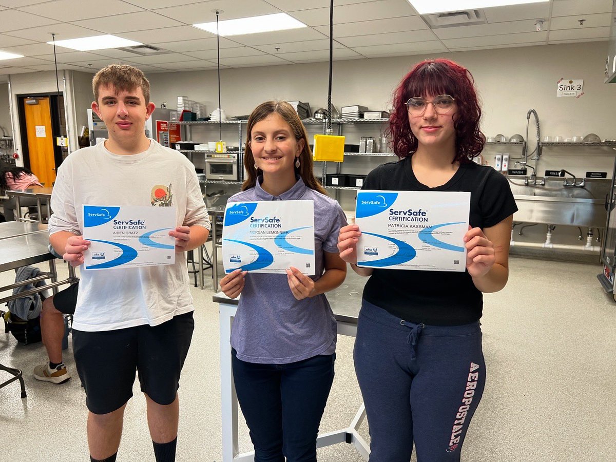 Congratulations to Morgan, Aiden, Patricia, Aaron, Barron, Molly, Jasmine, and Sawyer for passing their ServSafe Manager Exams and earning their certification! #servsafe #prostart #prostartkansas #industrycertifications