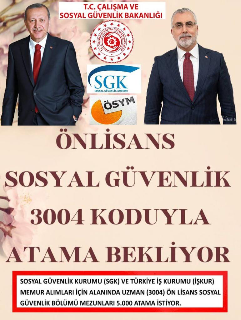 Sosyal Güvenlik Mezunları Atamasına BAŞKA BÖLÜMLERİN DAHİL OLMASINI İSTEMİYOR! 5 BİN ATAMA İÇİN BURDAYIZ!
<a href="/isikhanvedat/">Prof. Dr. Vedat Işıkhan</a> <a href="/csgbakanligi/">T.C. Çalışma ve Sosyal Güvenlik Bakanlığı</a> <a href="/AhmetAYDIN_02/">Ahmet AYDIN</a> <a href="/farukozcelikgsb/">Faruk Özçelik</a> <a href="/evkaf/">Adnan Ertem</a>
#3004sosyalgüvenlik
