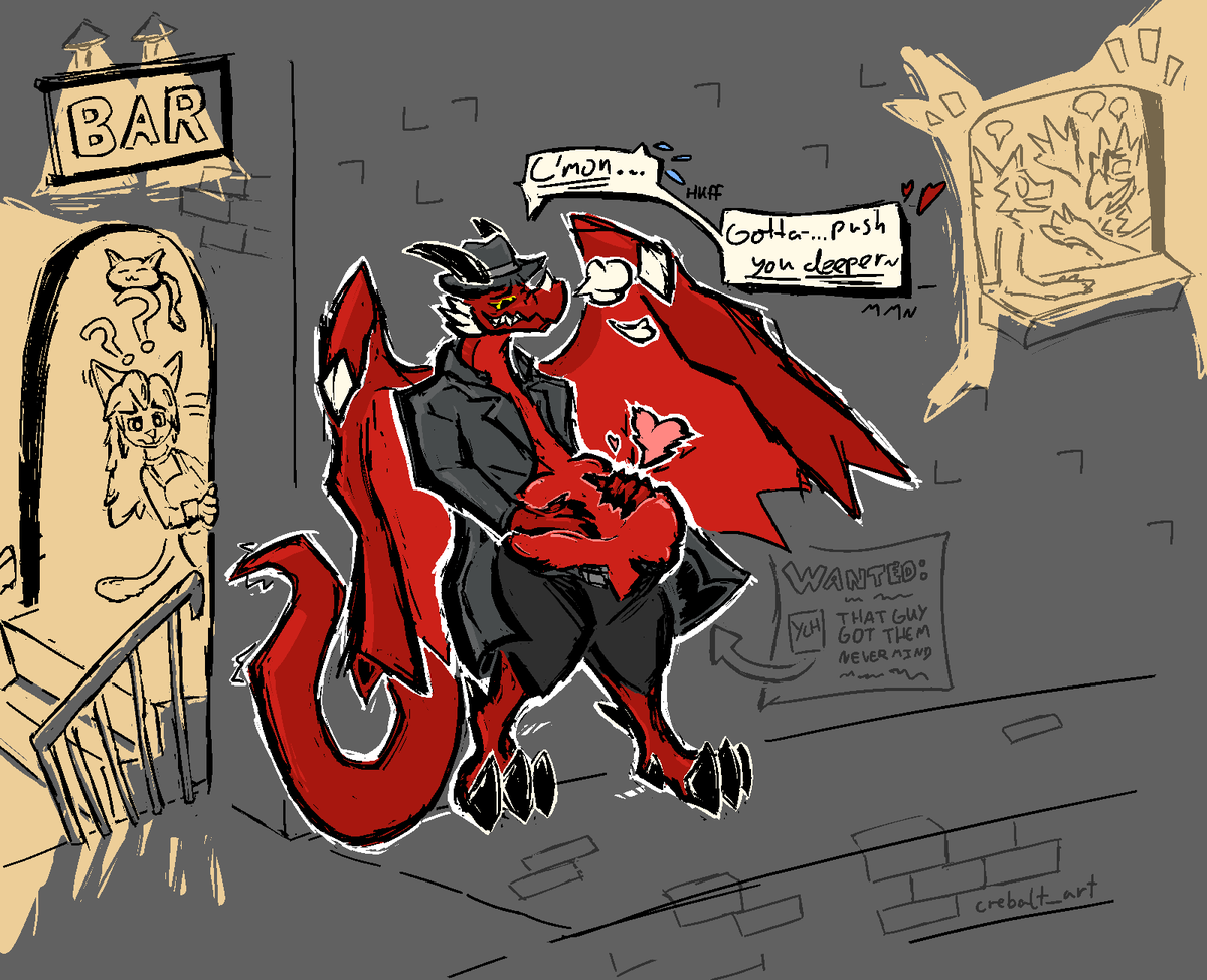 Weird Rock (@crebalt_art) on Twitter photo For <a href="/EinarrTheDragon/">Einarrπ₯</a> and his friend <a href="/AurumNite/">Aurum Nite</a>
Local private investigator found someone of significance to a case and stole them away just in case... and is trying to be at least somewhat covert about it. And also thoroughly enjoy it. Actually, it's mostly about it enjoying it.. For <a href="/EinarrTheDragon/">Einarrπ₯</a> and his friend <a href="/AurumNite/">Aurum Nite</a>
Local private investigator found someone of significance to a case and stole them away just in case... and is trying to be at least somewhat covert about it. And also thoroughly enjoy it. Actually, it's mostly about it enjoying it..