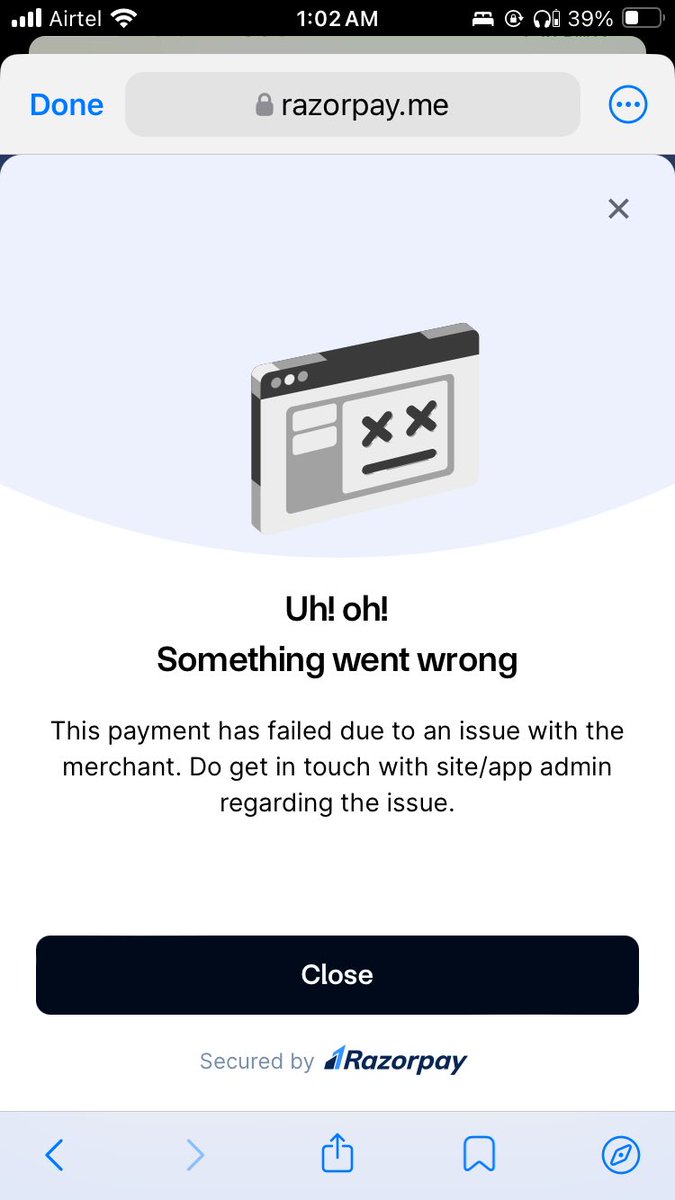 TradinExplained's tweet photo. Hi @Razorpay I need help. My payment link isn’t working. It shows something went wrong. https://t.co/83OycE7e3L