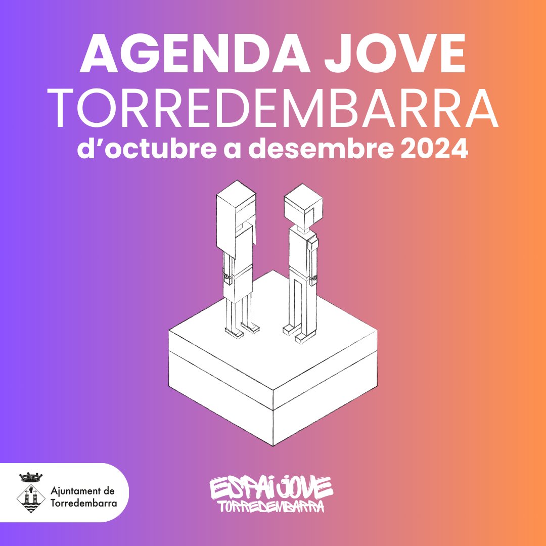 🙋‍♀️ L’Espai Jove #Torredembarra presenta la seva programació per al darrer trimestre del 2024.

Amb activitats renovades i noves experiències ➡ destaquen les novetats per a Halloween i la incorporació d’activitats en 3D.

Consulteu les activitats i.mtr.cool/umtveykfeu