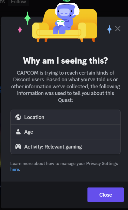 yoshemitzu's tweet photo. I wanna be upset that Discord is selling our data to companies to show us ads, but since they've probably been doing this all along, anyway, I guess I'll just be happy they're being transparent about it. https://t.co/C9eFQYeWzW
