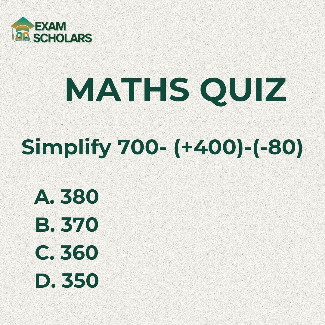 exam_scholar's tweet image. Math quiz.

What&apos;s the answer?

#mathsquiz #ASUU