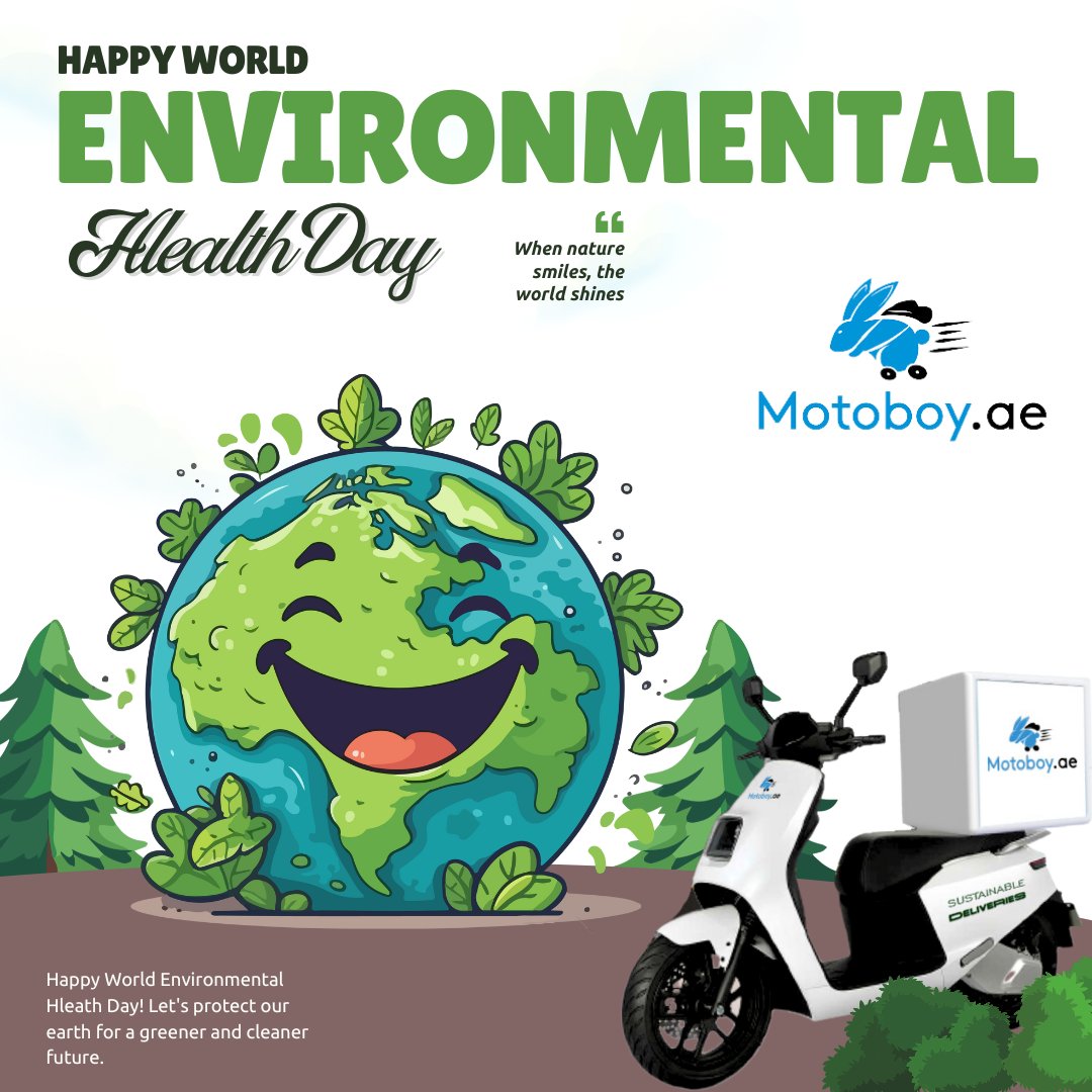Motoboy_ae's tweet photo. This World Environmental Health Day, let's remember that our health and the environment go hand in hand! At Motoboy, we're committed to sustainable delivery solutions that reduce carbon emissions and promote healthier urban living. 

#SustainableDelivery #Motoboy #EcoFriendly https://t.co/pK144g1iCT